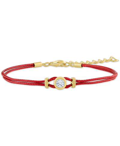 Macy's Diamond Accent Cord Bracelet In Sterling Silver Or 14k Gold-plated Sterling Silver