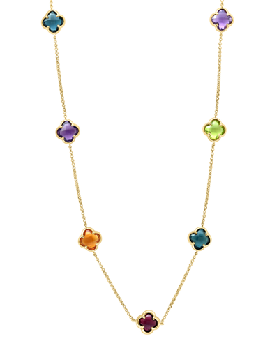 Effy Collection Effy Multi-gemstone Clover 18" Statement Necklace (17-1/2 Ct. T.w.) In 14k Gold In Multi Gemstones