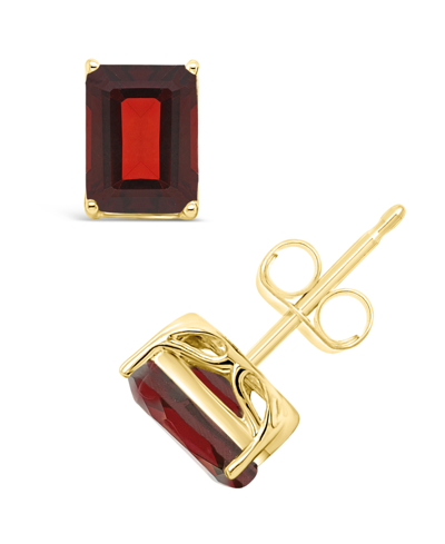 Macy's Garnet (3-7/8 Ct. T.w.) Stud Earrings In 14k Yellow Gold