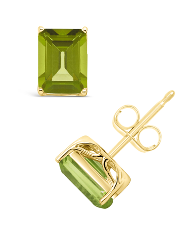 Macy's Peridot (3-3/8 Ct. T.w.) Stud Earrings In 14k Yellow Gold