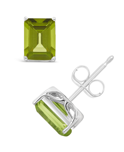 Macy's Peridot (3-3/8 Ct. T.w.) Stud Earrings In 14k White Gold