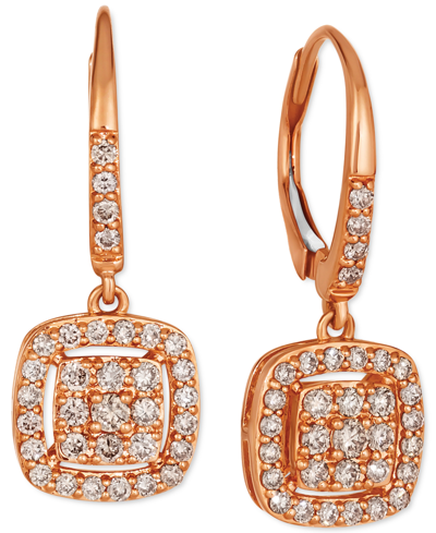 Le Vian Nude Diamond Pave Cluster Leverback Drop Earrings (5/8 Ct. T.w.) In 14k Rose Gold In K Strawberry Gold Earrings