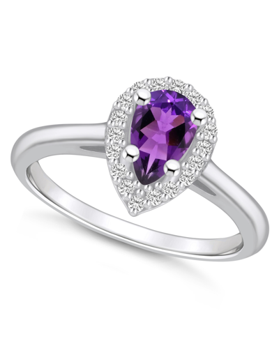 Macy's Amethyst (7/8 Ct. T.w.) And Diamond (1/5 Ct. T.w.) Halo Ring In 14k White Gold