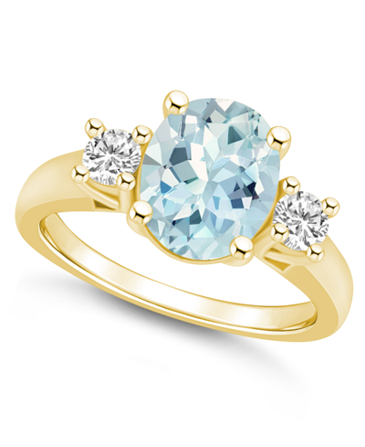 Macy's Aquamarine And Diamond Ring (2-1/2 Ct.t.w And 1/3 Ct.t.w) 14k Yellow Gold