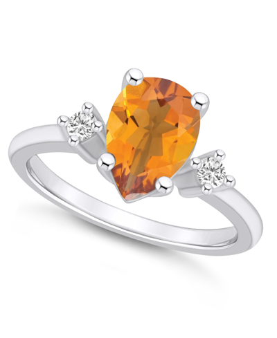 Macy's Citrine And Diamond Ring (1-3/4 Ct.t.w And 1/10 Ct.t.w) 14k White Gold