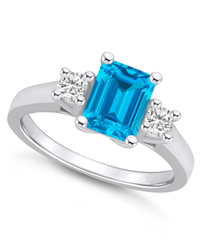Macy's Blue Topaz And Diamond Ring (2 Ct.t.w And 1/4 Ct.t.w) 14k White Gold