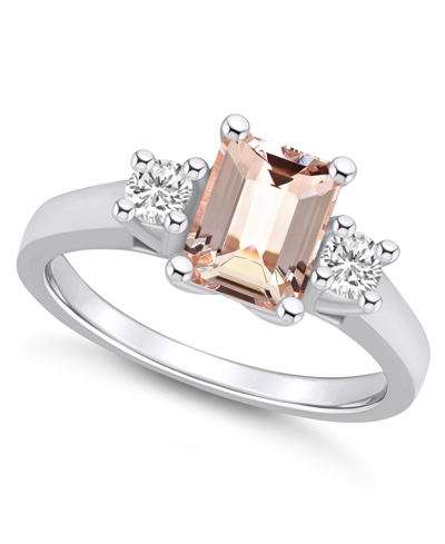 Macy's Morganite And Diamond Ring (1-3/8 Ct.t.w And 1/4 Ct.t.w) 14k White Gold