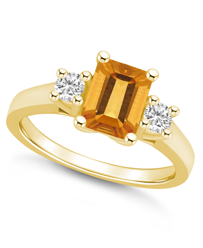 Macy's Citrine And Diamond Ring (1-5/8 Ct.t.w And 1/4 Ct.t.w) 14k Yellow Gold