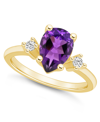 Macy's Amethyst And Diamond Ring (1-3/4 Ct.t.w And 1/10 Ct.t.w) 14k Yellow Gold In Amethyst