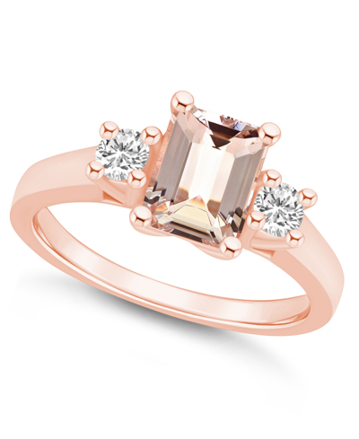Macy's Morganite And Diamond Ring (1-3/8 Ct.t.w And 1/4 Ct.t.w) 14k Rose Gold