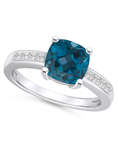Macy's London Blue Topaz And Diamond Ring (2-3/4 Ct.t.w And 1/8 Ct.t.w) 14k White Gold