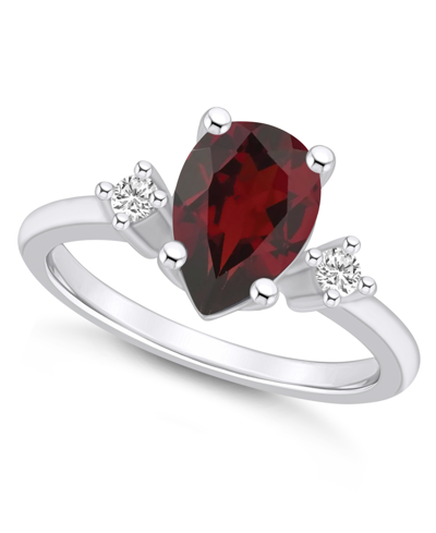 Macy's Garnet And Diamond Ring (1-3/4 Ct.t.w And 1/10 Ct.t.w) 14k White Gold