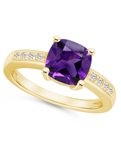 Macy's Amethyst And Diamond Ring (2 Ct.t.w And 1/8 Ct.t.w) 14k Yellow Gold