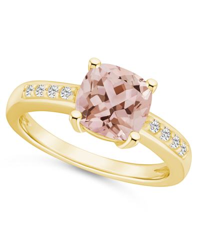Macy's Morganite And Diamond Ring (1-1/7 Ct.t.w And 1/8 Ct.t.w) 14k Yellow Gold