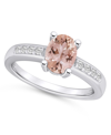Macy's Morganite And Diamond Ring (1-1/7 Ct.t.w And 1/8 Ct.t.w) 14k White Gold In Morganite