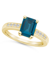 Macy's London Blue Topaz (2 Ct.t.w.) And Diamond (1/8 Ct.t.w.) Ring In 14k Yellow Gold In London Blue Topaz