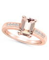 Macy's Morganite (1-3/8 Ct.t.w.) And Diamond (1/8 Ct.t.w.) Ring In 14k Rose Gold In Morganite