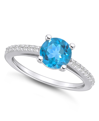 Macy's Blue Topaz (1-5/8 Ct. T.w.) And Diamond (1/6 Ct. T.w.) Ring In 14k White Gold