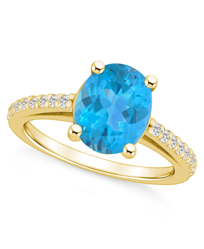 Macy's Blue Topaz (3-5/8 Ct. T.w.) And Diamond (1/4 Ct. T.w.) Ring In 14k Yellow Gold