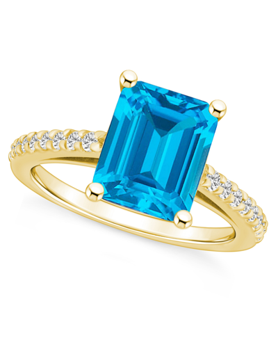 Macy's Blue Topaz (4-1/4 Ct. T.w.) And Diamond (1/4 Ct. T.w.) Ring In 14k Yellow Gold