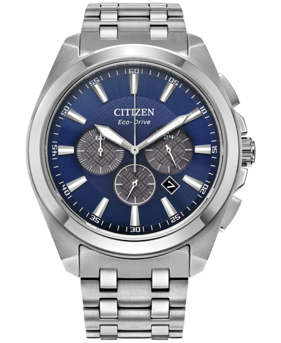 Citizen Eco-drive Men's Chronograph Classic Stainless Steel Bracelet Watch 41mm In Blue/silver