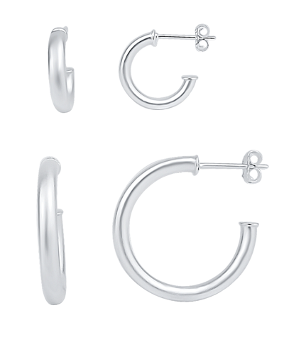 And Now This Warm Brushed Duo C Hoop Earring Set Of 2 In Fine Silver Plated