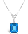 Macy's Blue Topaz (1-1/3 Ct. T.w.) And Diamond Accent Pendant Necklace In 14k Yellow Gold Or 14k White Gold In White Gold