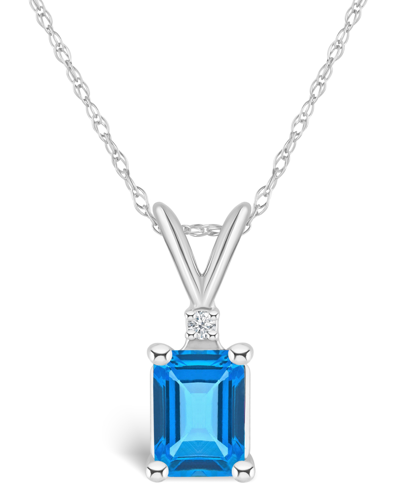 Macy's Blue Topaz (1-1/3 Ct. T.w.) And Diamond Accent Pendant Necklace In 14k Yellow Gold Or 14k White Gold