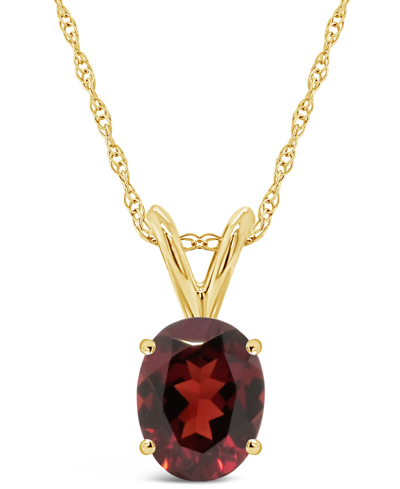 Macy's Garnet (1-1/2 Ct.t.w) Pendant Necklace 14k Yellow Gold