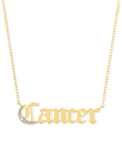 Macy's Diamond Accent Zodiac Name 18" Pendant Necklace In Sterling Silver Or 14k Gold-plated Sterling Silve In Cancer Gold-plated Sterling Silver
