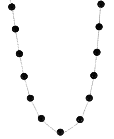 Effy Collection Effy Onyx Bead 18" Collar Necklace In Sterling Silver