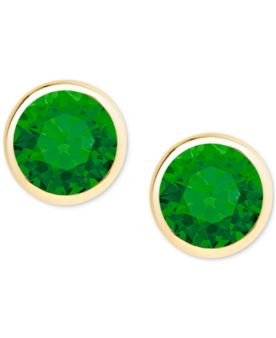 Macy's Amethyst Bezel Stud Earrings (3/4 Ct. T.w.) In 14k Gold-plated Sterling Silver (also In Green Quartz
