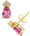 Macy's Pink Topaz (1-3/4 Ct. T.w.) And Diamond (1/8 Ct. T.w.) Stud Earrings In 14k Yellow Gold Or 14k White In Gold