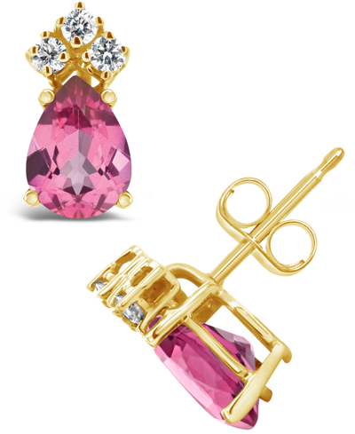 Macy's Pink Topaz (1-3/4 Ct. T.w.) And Diamond (1/8 Ct. T.w.) Stud Earrings In 14k Yellow Gold Or 14k White