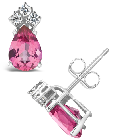 Macy's Pink Topaz (1-3/4 Ct. T.w.) And Diamond (1/8 Ct. T.w.) Stud Earrings In 14k Yellow Gold Or 14k White In White Gold