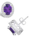 Macy's Amethyst (2-3/8 Ct. T.w.) And Diamond (3/8 Ct. T.w.) Halo Stud Earrings In 14k White Gold In Amethyst