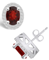 Macy's Garnet (3 Ct. T.w.) And Diamond (3/8 Ct. T.w.) Halo Stud Earrings In 14k White Gold In Garnet