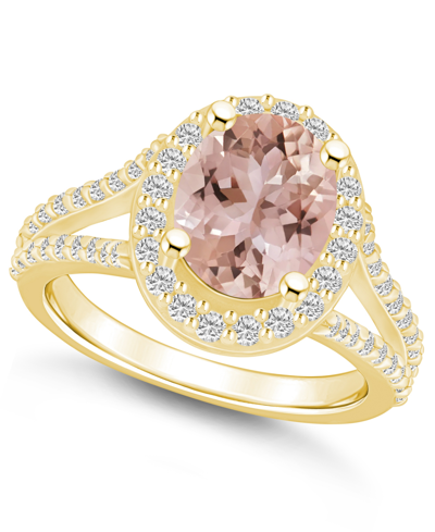 Macy's Morganite (2-1/2 Ct. T.w.) And Diamond (3/4 Ct. T.w.) Halo Ring In 14k Yellow Gold