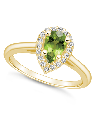 Macy's Peridot (1 Ct. T.w.) And Diamond (1/5 Ct. T.w.) Halo Ring In 14k Yellow Gold