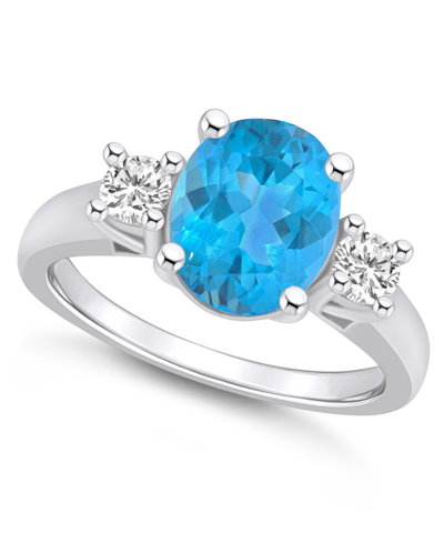 Macy's Blue Topaz And Diamond Ring (3-5/8 Ct.t.w And 1/3 Ct.t.w) 14k White Gold