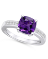 Macy's Amethyst And Diamond Ring (2 Ct.t.w And 1/8 Ct.t.w) 14k White Gold In Amethyst