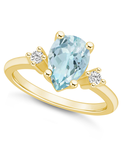 Macy's Aquamarine And Diamond Ring (1-5/8 Ct.t.w And 1/10 Ct.t.w) 14k Yellow Gold
