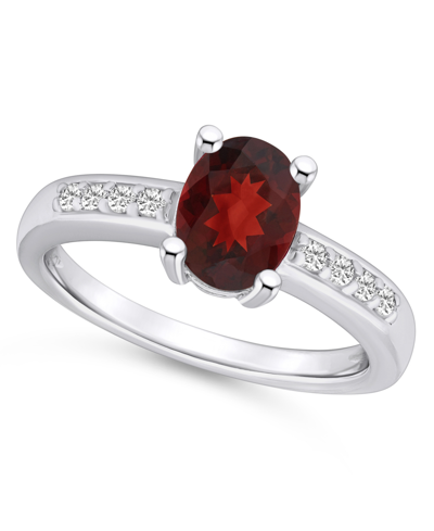 Macy's Garnet And Diamond Ring (1-1/2 Ct.t.w And 1/8 Ct.t.w) 14k White Gold
