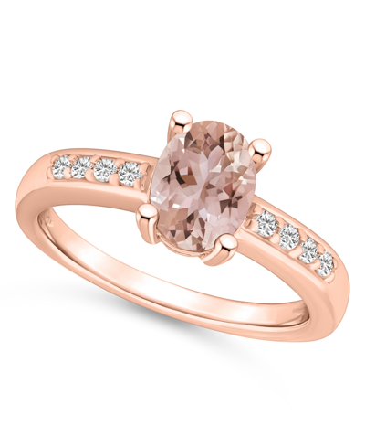 Macy's Morganite (1-3/8 Ct.t.w.) And Diamond (1/8 Ct.t.w.) Ring In 14k Rose Gold