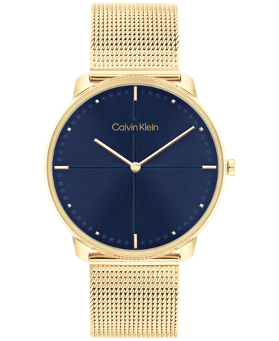 Calvin Klein Unisex Gold-tone Stainless Steel Mesh Bracelet Watch, 40mm Women's Shoes