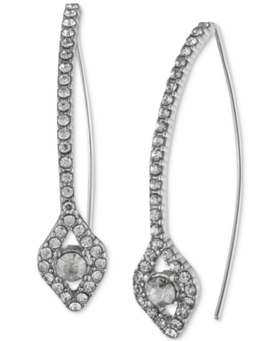 Marchesa Gold-tone Crystal Marquise Threader Earrings In Silver