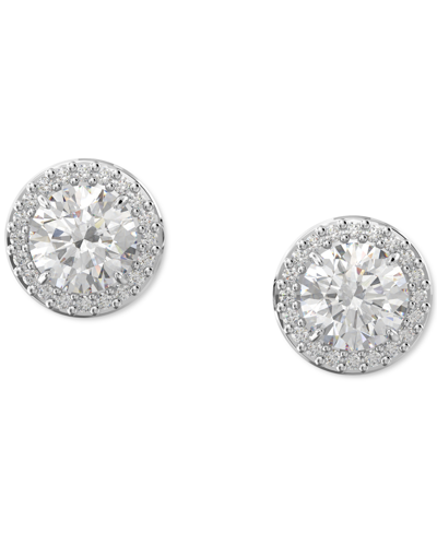 SWAROVSKI SILVER-TONE CONSTELLA PAVE BUTTON EARRINGS