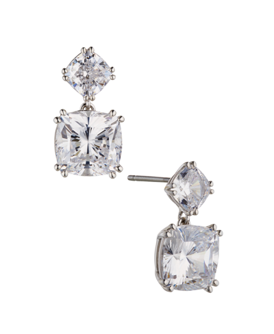 Eliot Danori Cushion Cut Drop Earring In Silver-tone