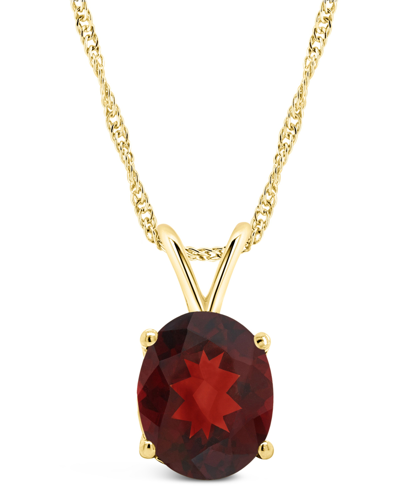 Macy's Garnet (3-1/10 Ct. T.w.) Pendant Necklace In 14k Yellow Gold