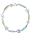 MACY'S LAB-CREATED OPAL NAUTICAL THEME LINK BRACELET IN STERLING SILVER